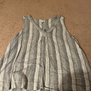 Susina Gray and White Striped Tank Top